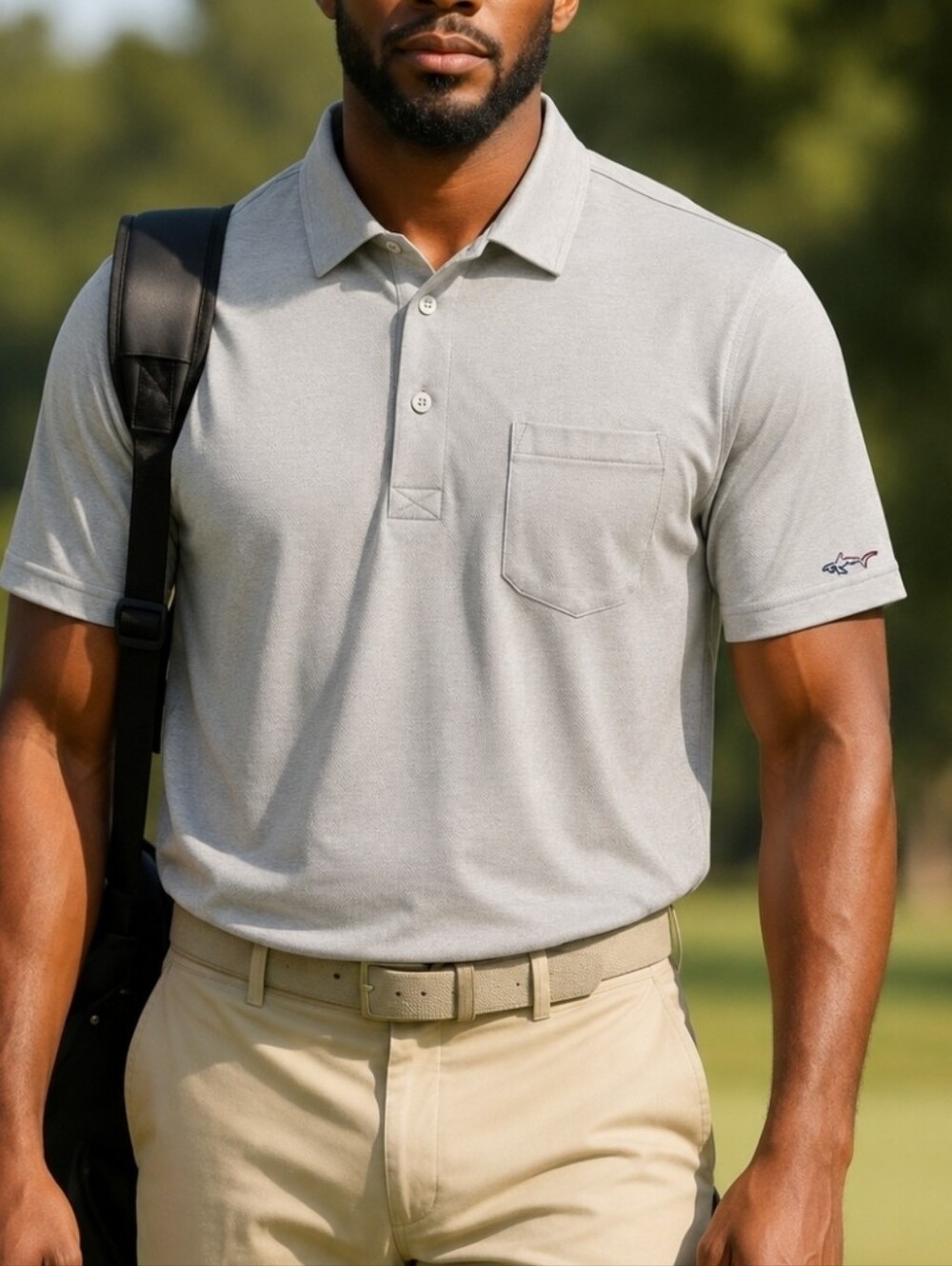 Greg Norman Men's Sage Green Short Sleeve Cotton Golf Polo Shirt